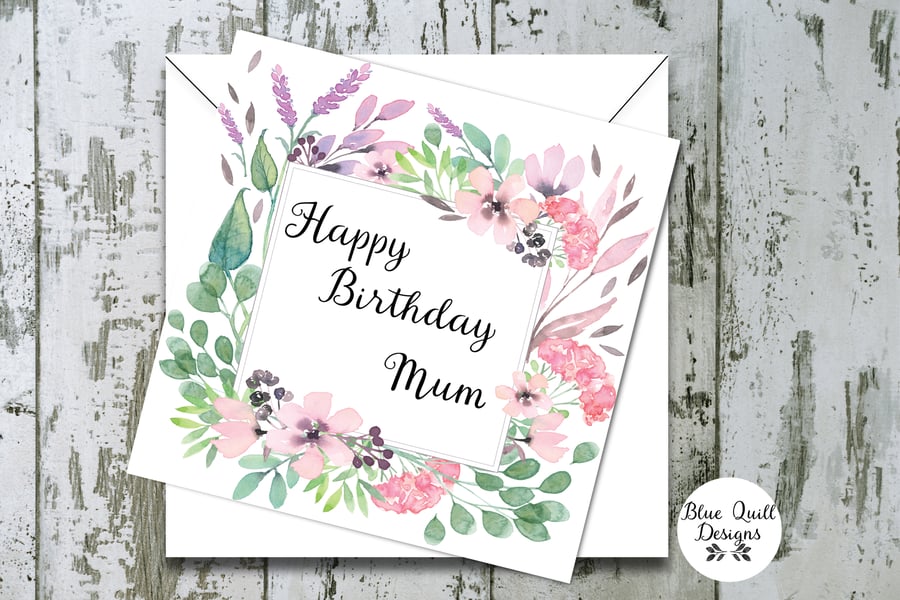 Personalised Birthday Card - Spellbound Watercolour Flower Border