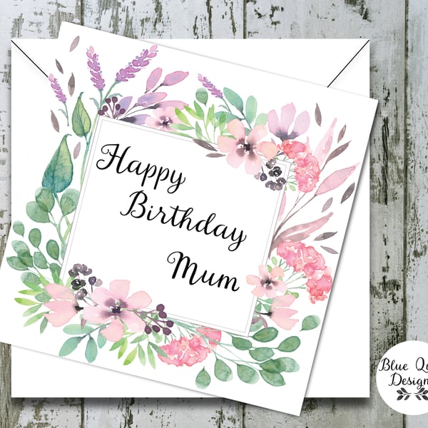 Personalised Birthday Card - Spellbound Watercolour Flower Border