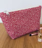 Make up bag, small toiletry bag, water resistant lining, in pink floral design - Image 1