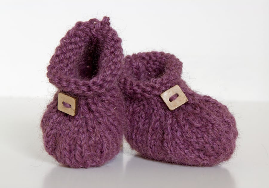 Handmade British Alpaca Booties -Damson