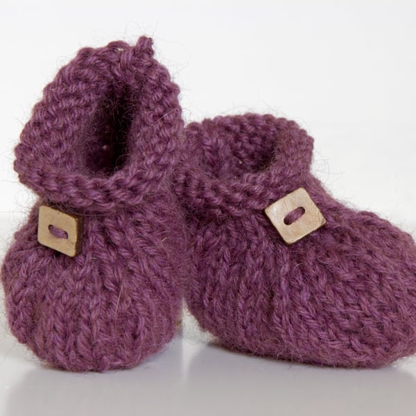 Handmade British Alpaca Booties -Damson