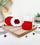 Newborn Crochet Christmas Baby Cardigan, Hat & Bootie Set - Red & White - Image 7