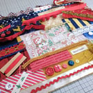 Christmas fabric inspiration bundle Glitter Santa Snowman Blue White Red Gold