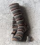 Brown and Grey Striped Socks, Warm Wool Socks, Hand Knitted Socks - Image 1