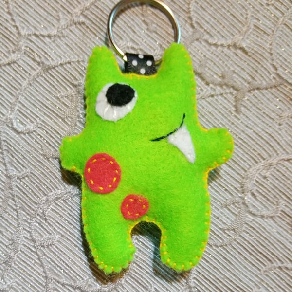 Green Felt Little Baby Monster Stuffy Keyring