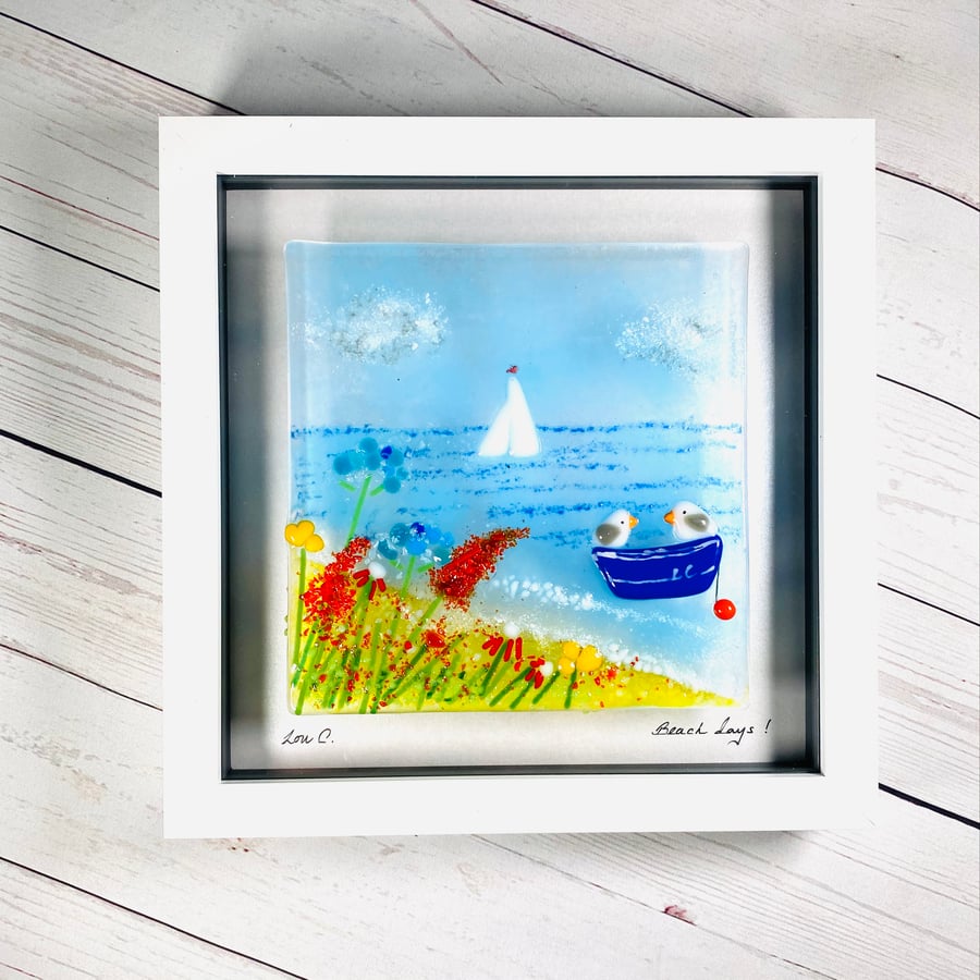 Fused glass beach picture