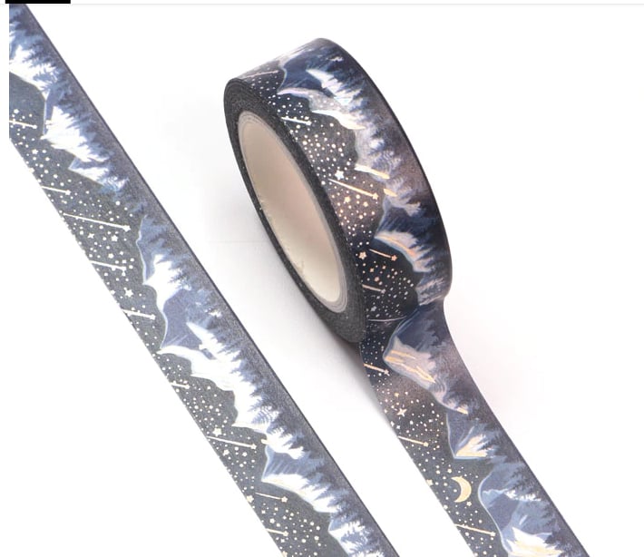 2 x Dark mountains, Washi Tape, Decorative Tape, Japanese washi 10m