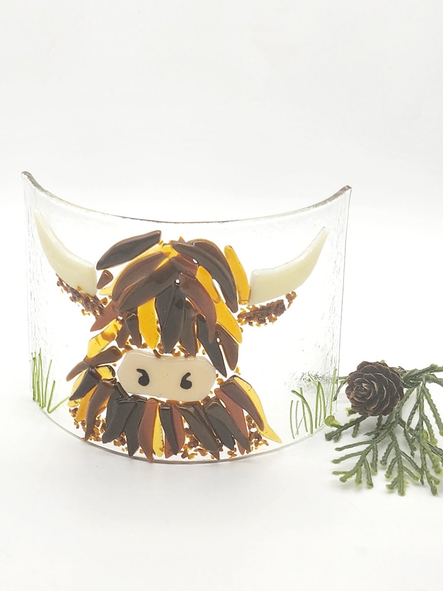 Fused Glass Highland Coo Curve 