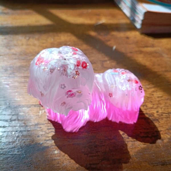 Handmade Shihtzu pretty pink ornament resin unique gift