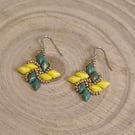 Swirl beaded sterling silver earrings, Elegant artisan jewellery (EAR-0003)