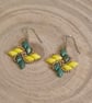 Swirl beaded sterling silver earrings, Elegant artisan jewellery (EAR-0003)