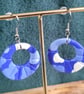 Handmade Polymer Clay Blue Hoop Earrings, 316 Surgical Stainless Steel - Image 2