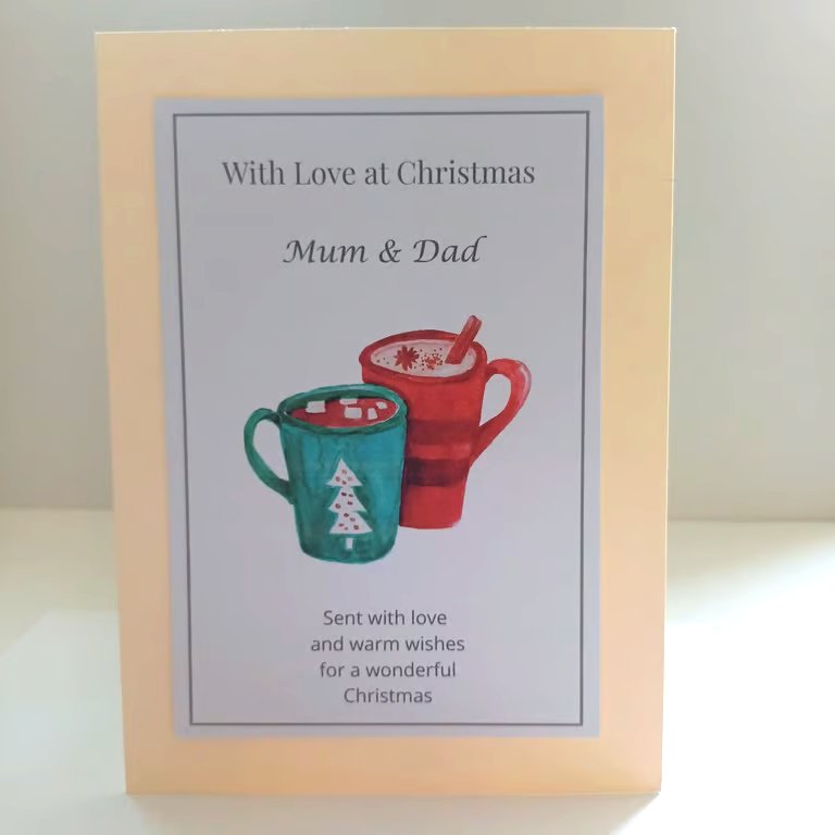 Personalised Christmas Keepsake, Christmas Mug Illustration, Mum & Dad Gift