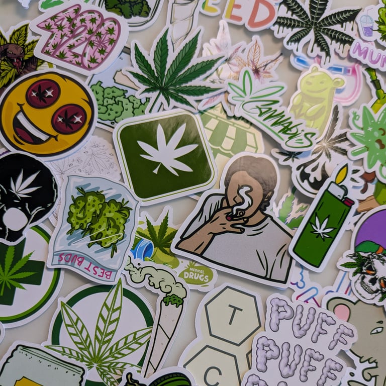 Stoner Weed Stickers 25 or 50  420 Vinyl decals Waterproof for Laptops