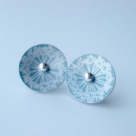 Silver and grey dandelion clock studs