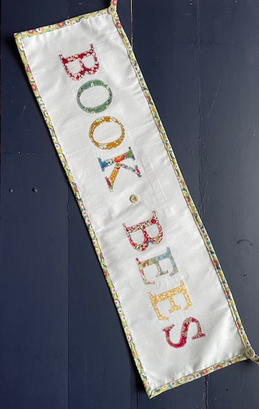 Special Order floral 'Book Bees' fabric banner 