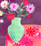 Dahlias Collage Fine Art Square Handmade Greeting Card - Image 1