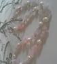 Rare Morganite & Freshwater Pearl Sterling Silver Necklace - Image 3