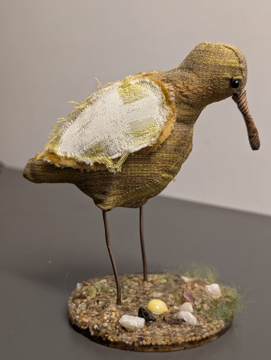 Wading bird inspired fabric sculpture ornament decoration 