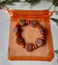 Handmade orange mix polymer clay disc bead bracelet - Image 5