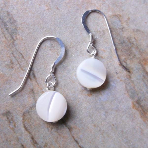 Freshwater Pearl Coin Drop Earrings.