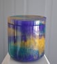 Handmade purple, green and gold marbled epoxy resin decorative pot with lid.