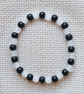 Ladies Selenite and Black Tourmaline Elastic Bead Bracelet