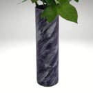 Purple Vase Made of Wax With Silver Sweep Decoration Medium Cylinder Shape