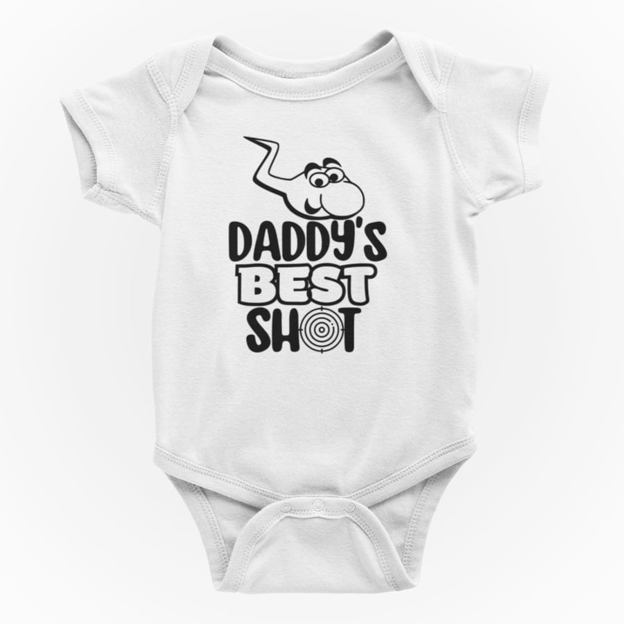 Funny Rude Novelty Shortsleeve Baby Grow -DADDY'S Best Shot