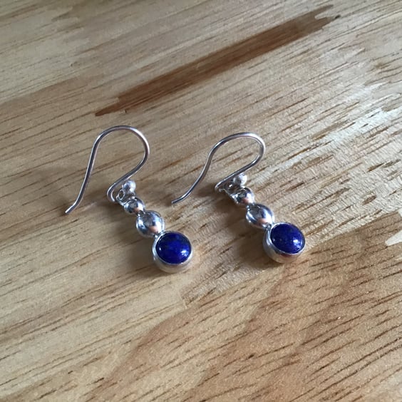 Lapis Lazuli Fine and Sterling silver Nuglet gemstone drop earrings