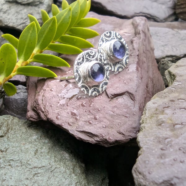 Sterling Silver Iolite Stud earrings: stud