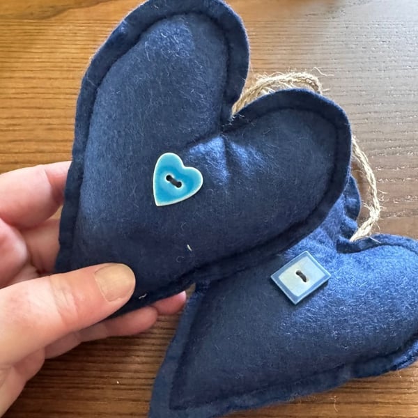 Navy Stuffed Hanging Heart - Rectangle and Heart