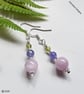 Pink kunzite, Tanzanite & Peridot Sterling Silver Earrings 