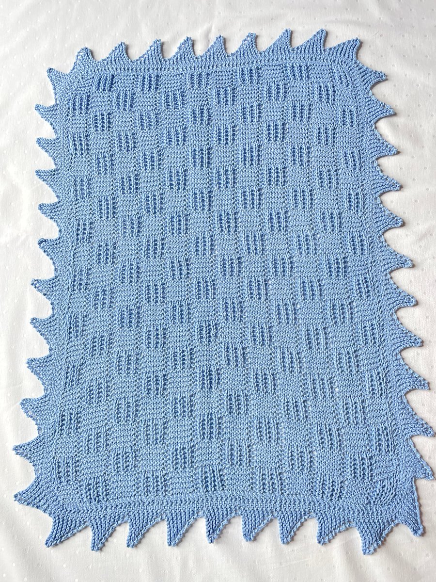 Textured pale blue baby blanket 100% cotton 