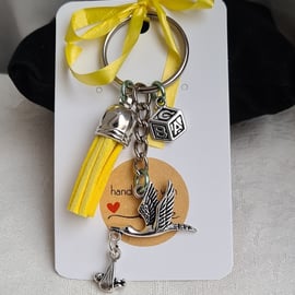 Gorgeous Baby Themed Key Ring - Yellow - Key Chain Bag Charm - Silver tones.
