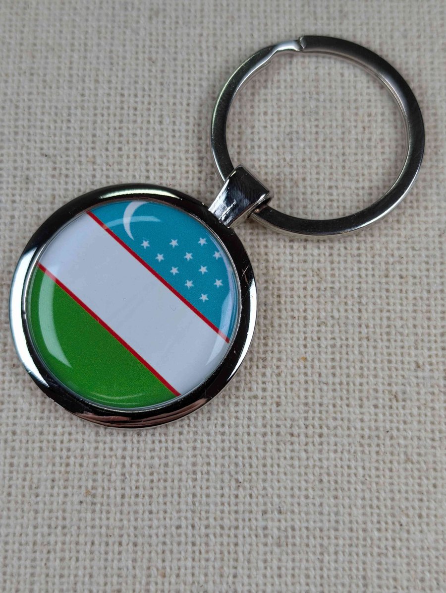 Uzbekistan Flag Keyring - Uzbekistan Flag Keychain