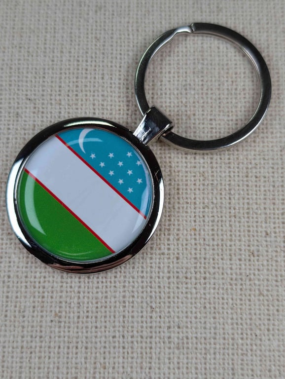 Uzbekistan Flag Keyring - Uzbekistan Flag Keychain