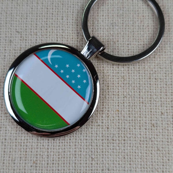 Uzbekistan Flag Keyring - Uzbekistan Flag Keychain