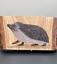 Hedgehog original painting on Oak wood