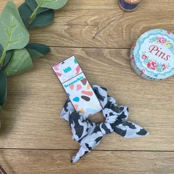 Bat Print Knot Scrunchie, hair tie, Halloween