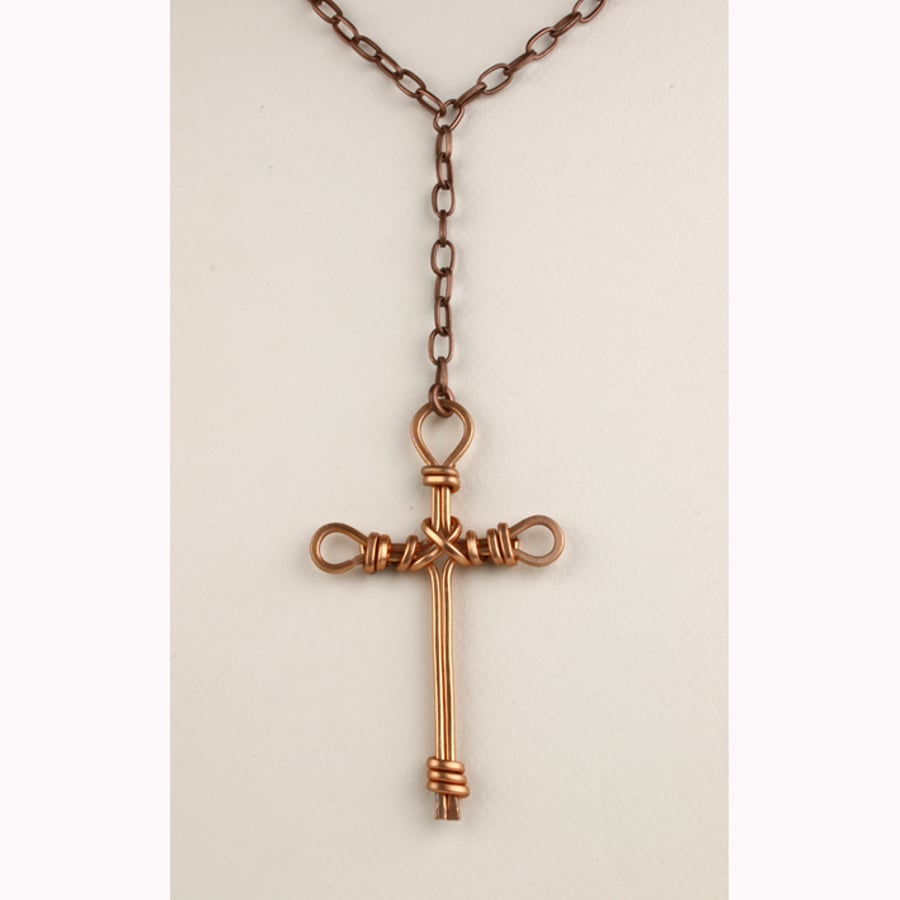 W014 LARGE COPPER CROSS NECKLACE