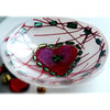 Fused Heart Glass Bowl Round 12cm Red Dichroic 029