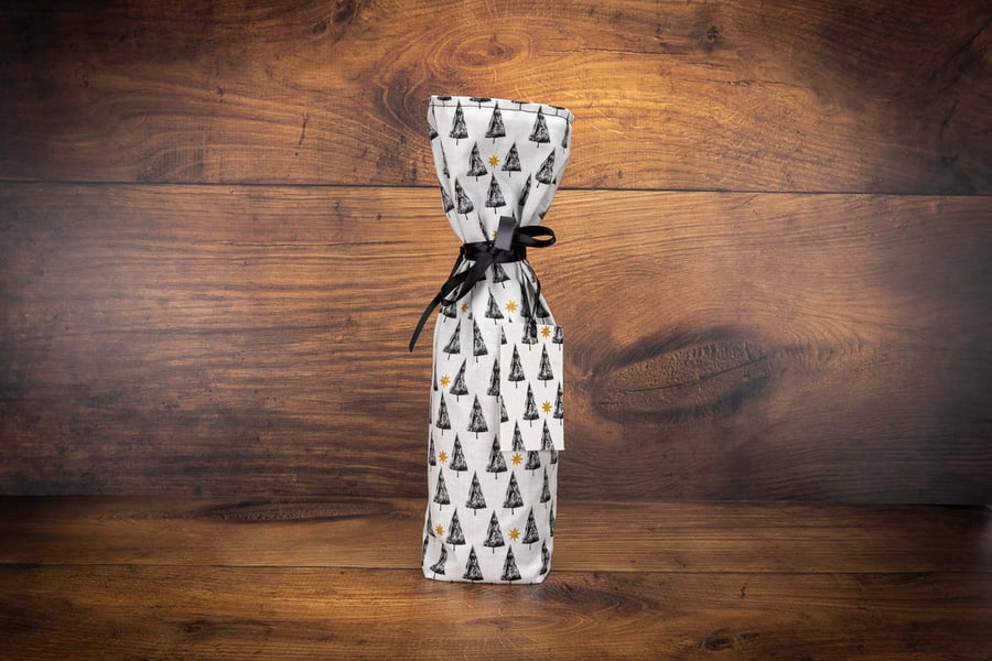 Handmade Christmas Bottle Gift Bag, Bottle Bag-Christmas Trees-CHBB04