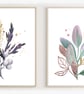 Watercolour leaves wall prints, purple plants wall decor, leaf wall art prints - Image 3