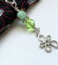 Beaded journal planner charm with green silver beads, clip on bag charm  - Image 2
