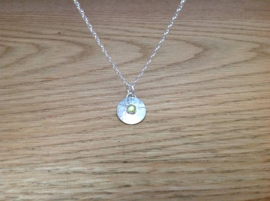 Peridot Sterling and Fine silver dainty gemstone pendant necklace