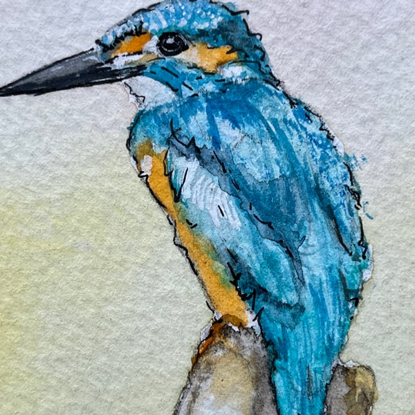 Watercolour of a  Kingfisher ACEO - free UK postage 