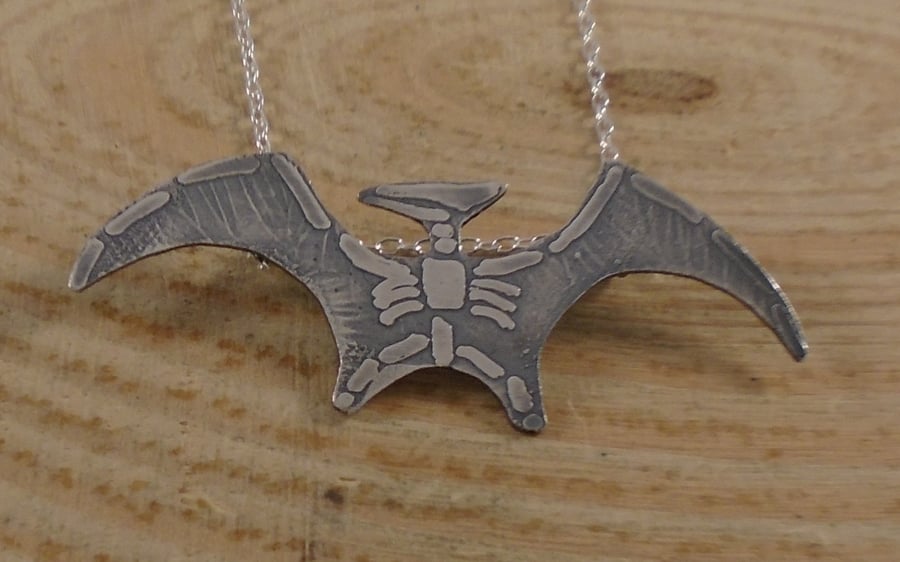 Sterling Silver Pterodactyl Fossil Necklace