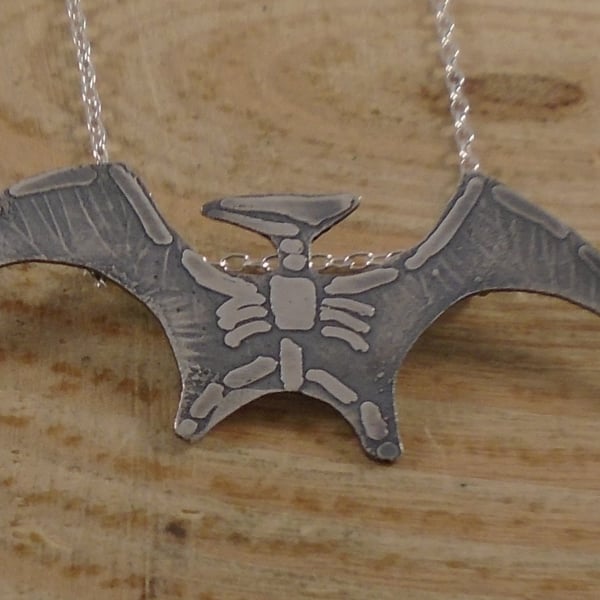 Sterling Silver Pterodactyl Fossil Necklace