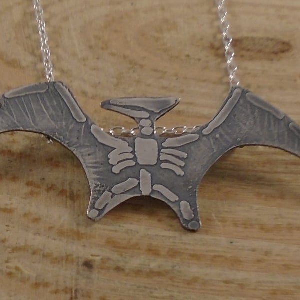 Sterling Silver Pterodactyl Fossil Necklace